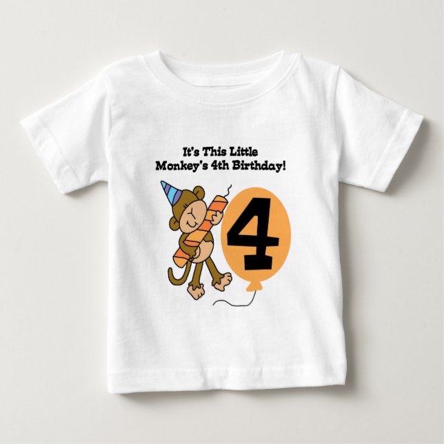 Little Monkey 4th Birthday Tshirts et cadeaux (Devant)