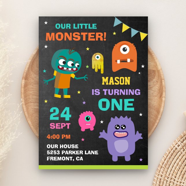 Little Monster 1er Anniversaire Fête Invitation (Créateur téléchargé)