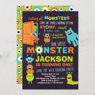Little Monster 1er anniversaire Invitation Boys
