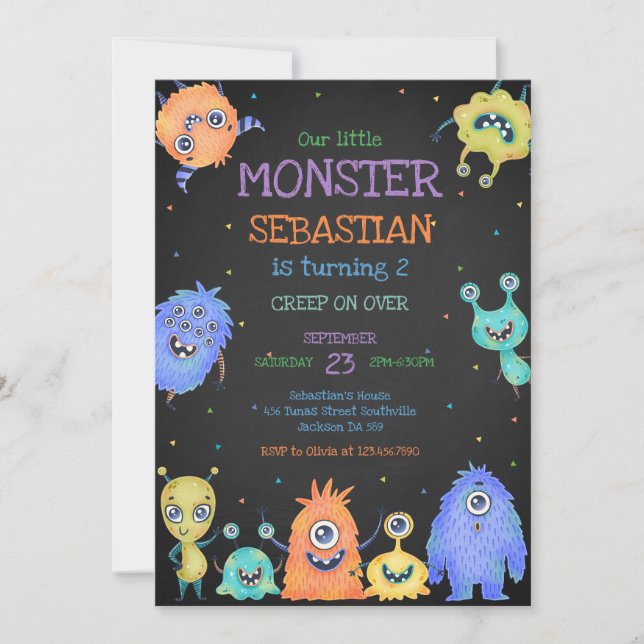 Little Monster Birthday Invitation (Devant)