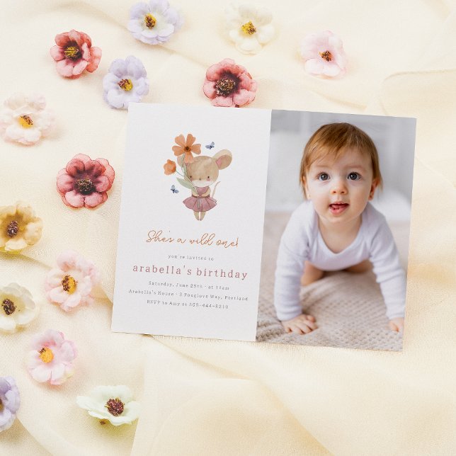 Little Mouse Wild One Budget Photo 1er anniversair (Card Mock-up)