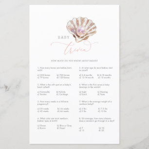Little Pearl Baby Trivia Baby shower Game Card