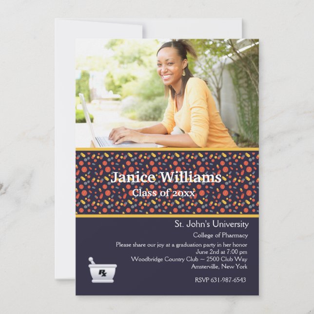 Little Pills Pharmacy Photo Graduation Invitation (Devant)