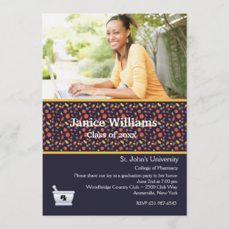Little Pills Pharmacy Photo Graduation Invitation