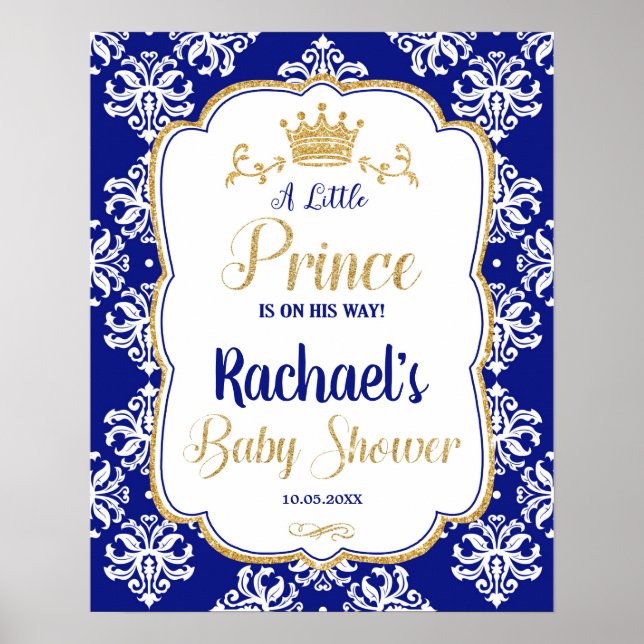 Little Prince Baby shower Royal Blue Affiche de bi (Devant)