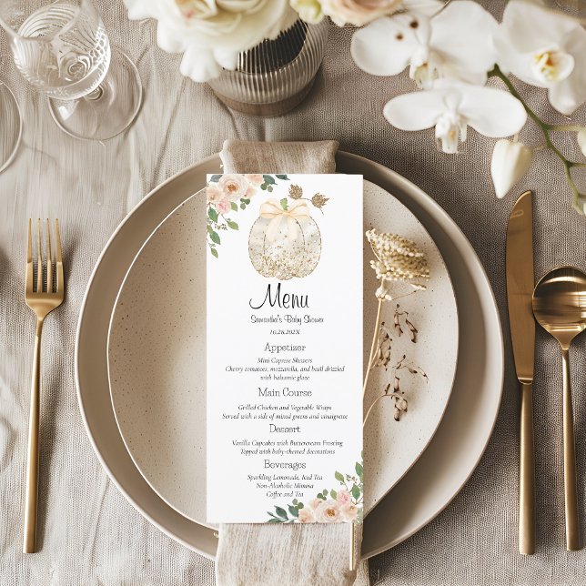 Little Pumpkin Baby Shower Menu Card (Créateur téléchargé)