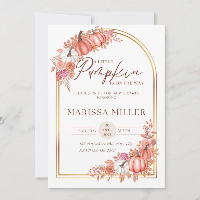 Little Pumpkin Is On the Way Invitation  (Devant)