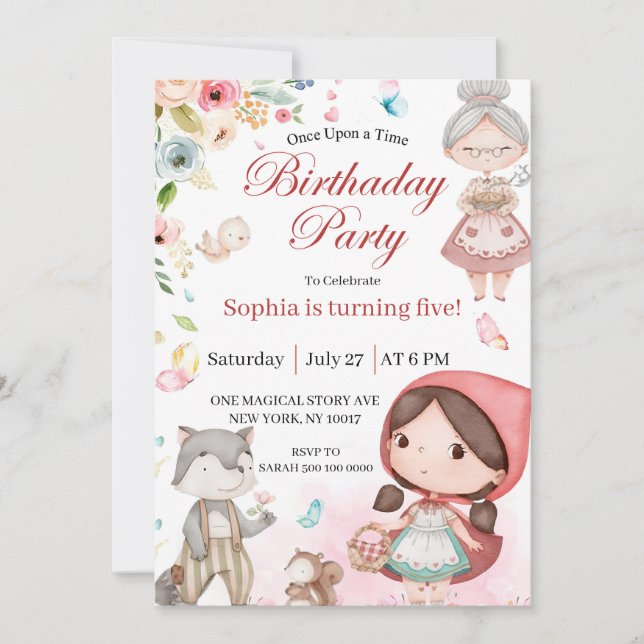 Little Red Riding Hood birthday invitation (Devant)