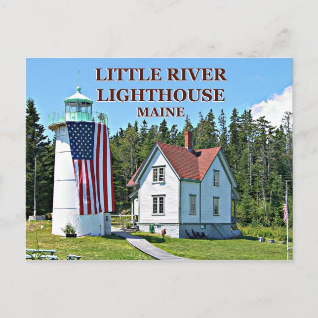 Little River Lighthouse, carte postale du Maine (Devant)