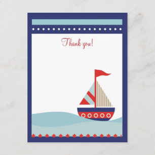 Little Sailboat Navy Naut 4x5 Flat Merci note
