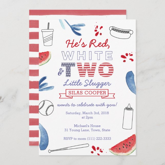 Little Slugger Baseball 2e Anniversaire Invitation (Devant / Derrière)