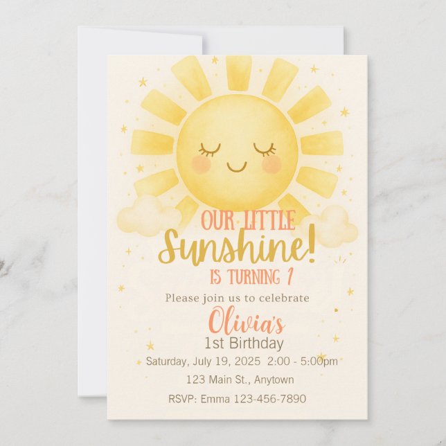 Little Sunshine 1er Invitation anniversaire (Devant)