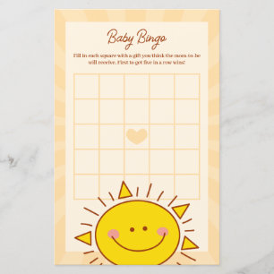Little Sunshine Boy Baby shower Bingo Jeu