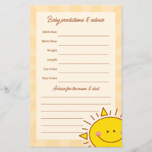 Little Sunshine Boy Baby shower Devinant Jeu