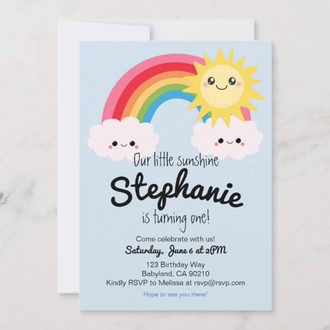 Little Sunshine Invitation d'anniversaire (Devant)