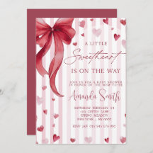 Little Sweetheart Baby Shower Bow Invitation