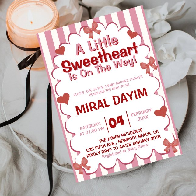 Little Sweetheart Bow Baby Shower Invitation (Créateur téléchargé)