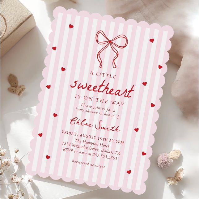 Little Sweetheart Bow Baby Shower Invitation (Créateur téléchargé)