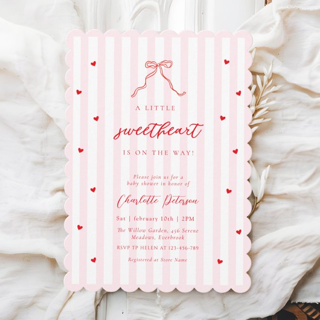 Little Sweetheart Bow Baby Shower Invitation (Créateur téléchargé)