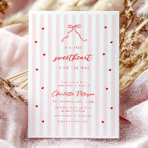 Little Sweetheart Bow Baby Shower Invitation