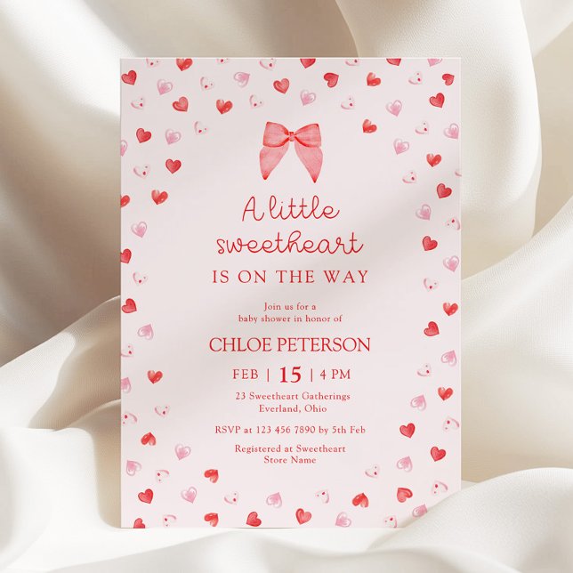 Little Sweetheart Bow Baby Shower Invitation (Créateur téléchargé)