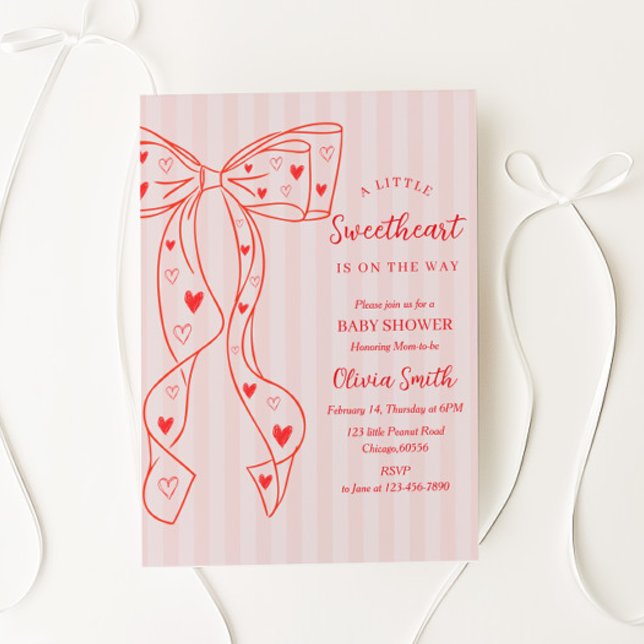 Little Sweetheart Bow Baby Shower Invitation (Créateur téléchargé)
