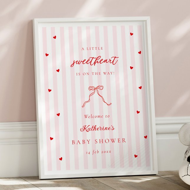 Little Sweetheart Bow Baby Shower Welcome Poster (Créateur téléchargé)
