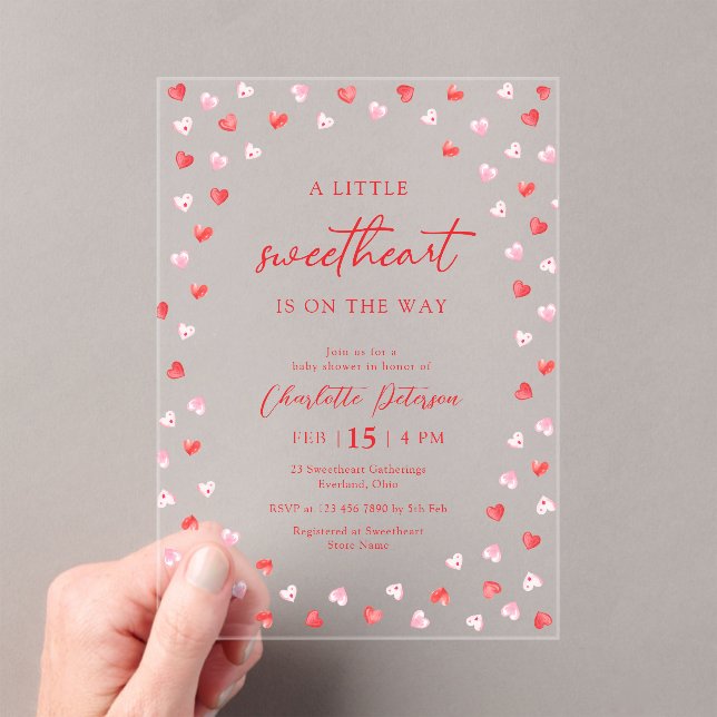Little Sweetheart Girl Baby Shower Invitation (In situ (ordinateur de poche))