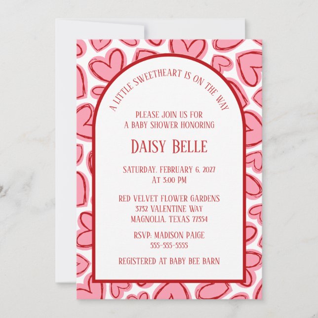 Little Sweetheart Valentine's Baby Shower Pink (Devant)