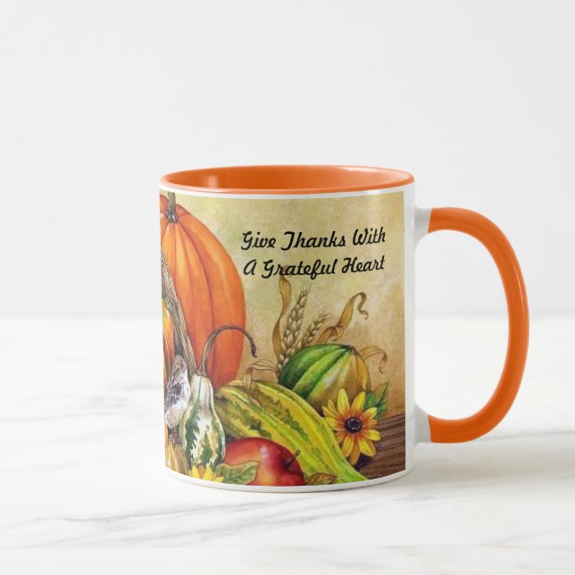 Little Thanksgiving Bird Harvest Mug Cup Orange (Droite)