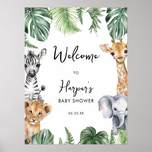 Little Wild One Safari Baby shower Affiche de bien (Devant)