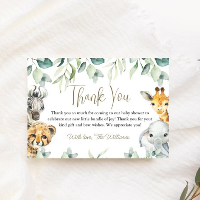 Little Wild One Safari Baby shower Merci Cartes (Safari Thank You Cards)