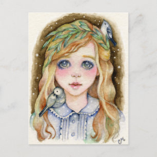 Little Willow - Carte postale Whimsical Girl Art