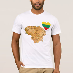 Lituanie Coeur du drapeau et carte T-shirt
