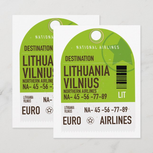 Lituanie Vilnius billet de voyage (Devant / Derrière)