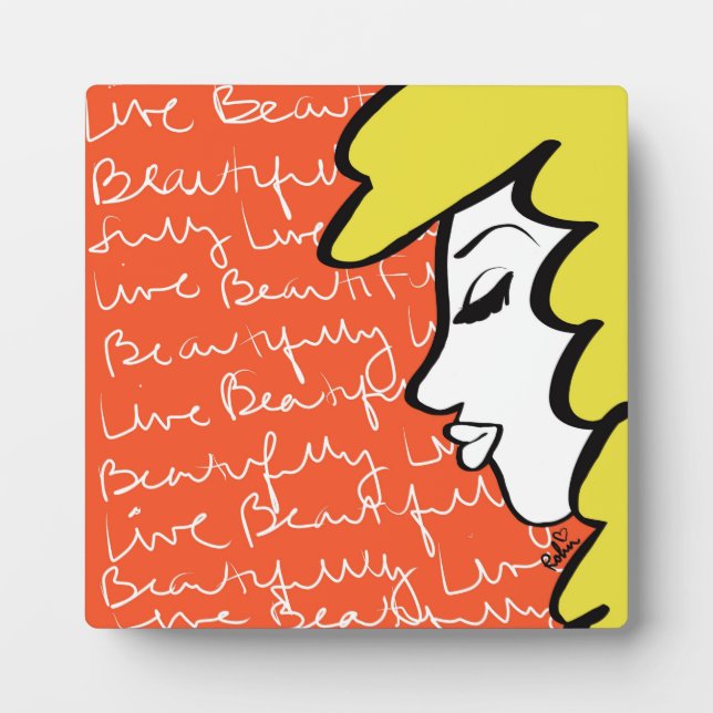 Live Beautifully Plaque with Easel (Devant)