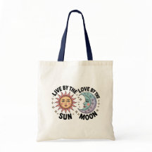 Live by the Sun Love by the Moon Retro Tote Bag