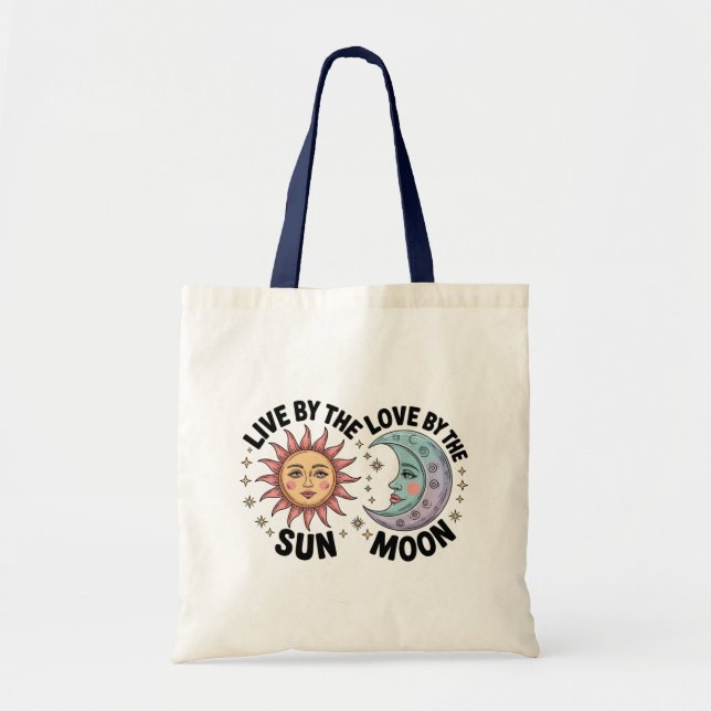 Live by the Sun Love by the Moon Retro Tote Bag (Devant)