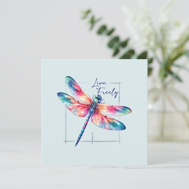 Live Freely - Dragonfly Colorful Inspirational (Debout devant)
