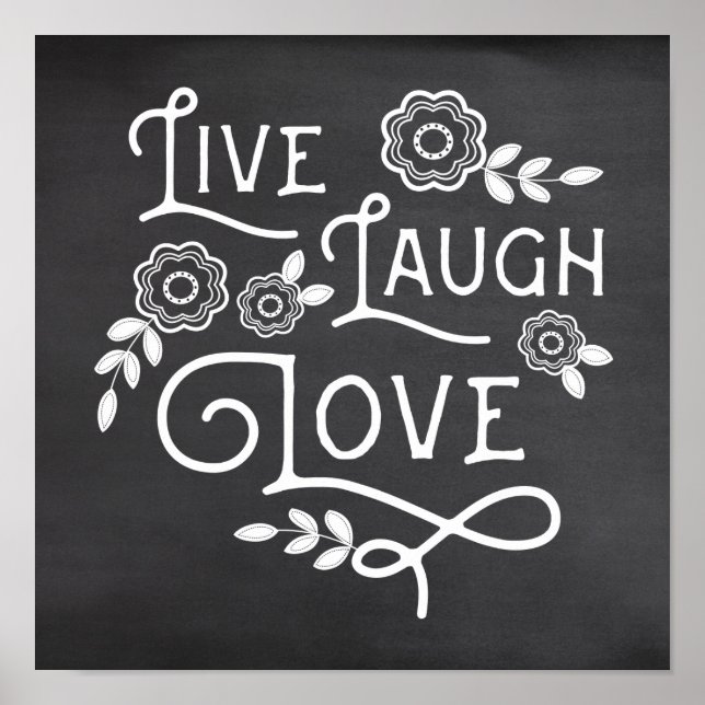 Live Laugh Love Chalkboard Style Art Poster (Devant)