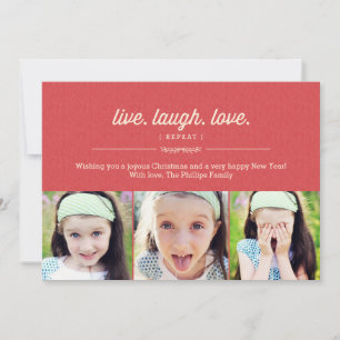 Live Laugh Love Christmas Card/ Carte photo de vac