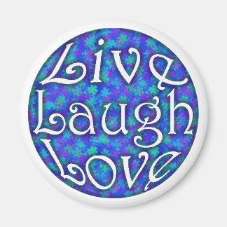 Live Laugh Love Magnet sur Blue Floral