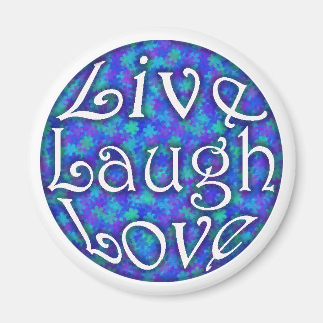 Live Laugh Love Magnet sur Blue Floral (Devant)