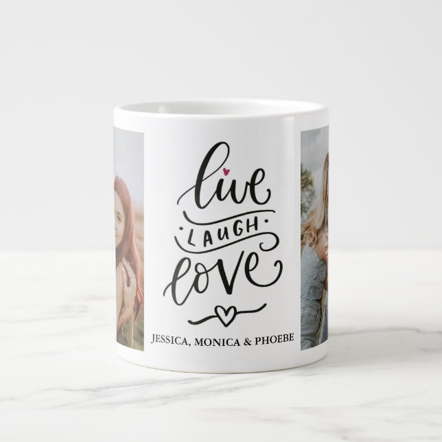 Live, Laugh, Love Personnalisé Photo Mug (Devant)