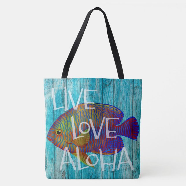 Live Love Aloha Tropical Fish Beach Sac de plage (Devant)