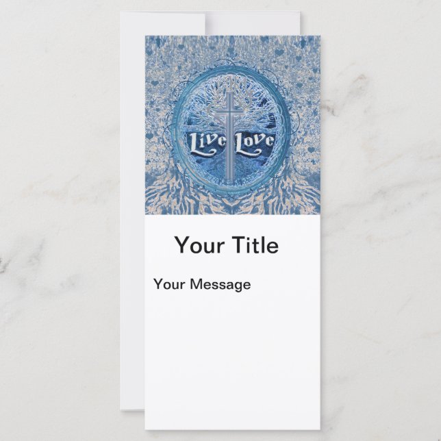 Live Love Cross Blue Tree of Life Motif (Devant)