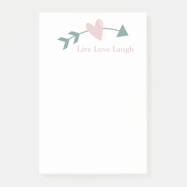 Live Love Laugh Post-It Notes Avec Coeur Et Flèche (Devant)