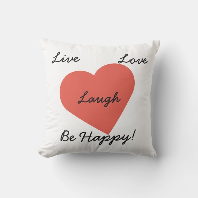 Live Love Laugh Red Heart Coussin extérieur (Recto)
