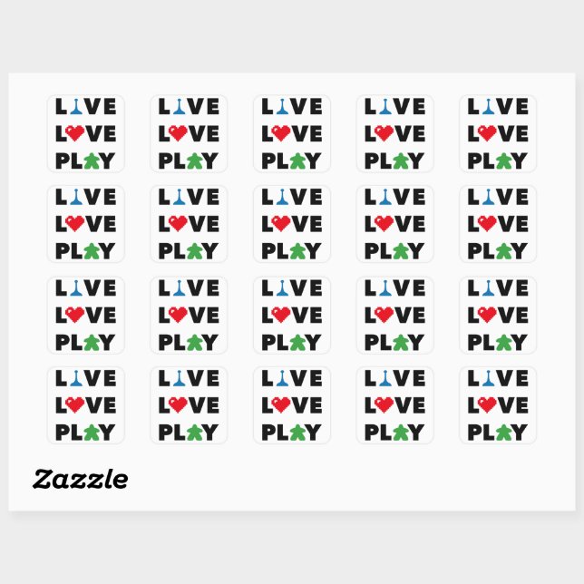 Live, Love, Play Black Text Stickers (Feuille)