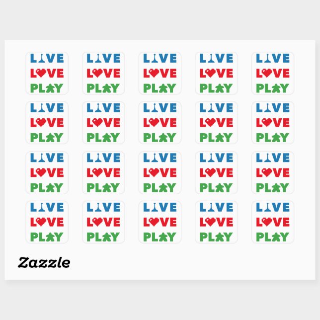 Live, Love, Play Colorful Stickers (Feuille)